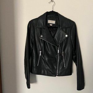 Michael Kors Black Vegan Leather Biker Jacker Size M